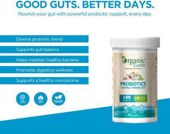 Organic Earth Probiotics Extra Strength 100 Billion CFU - 30 Capsules