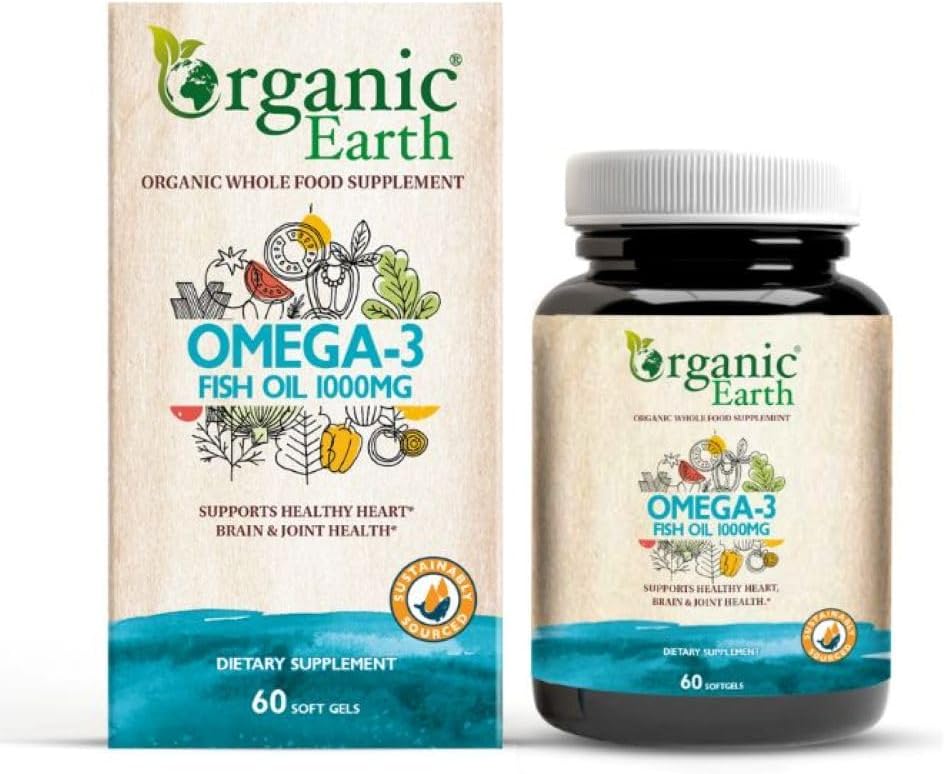 Organic Earth Omega-3 Fish Oil 1000mg - 60 Softgels