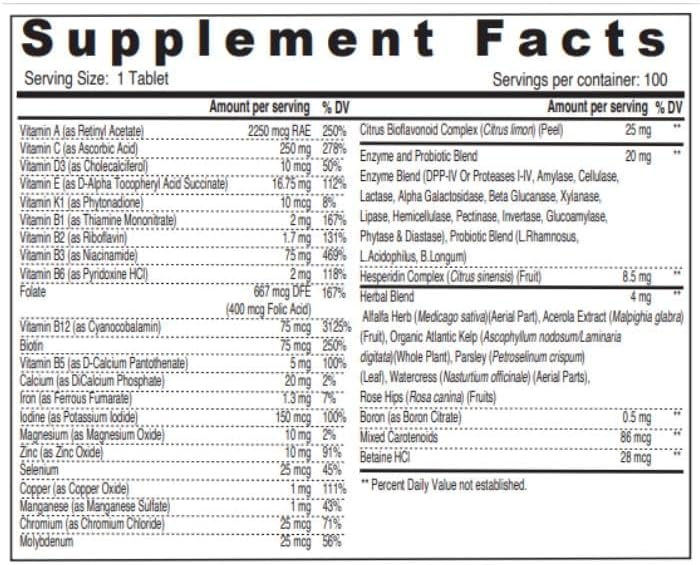 Sunshine Nutrition Once Daily Multivitamin – Men & Women (100 Tabs)