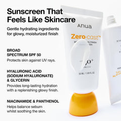 Anua Zero-Cast SPF 50 Moisturizing Finish Sunscreen - 50ml