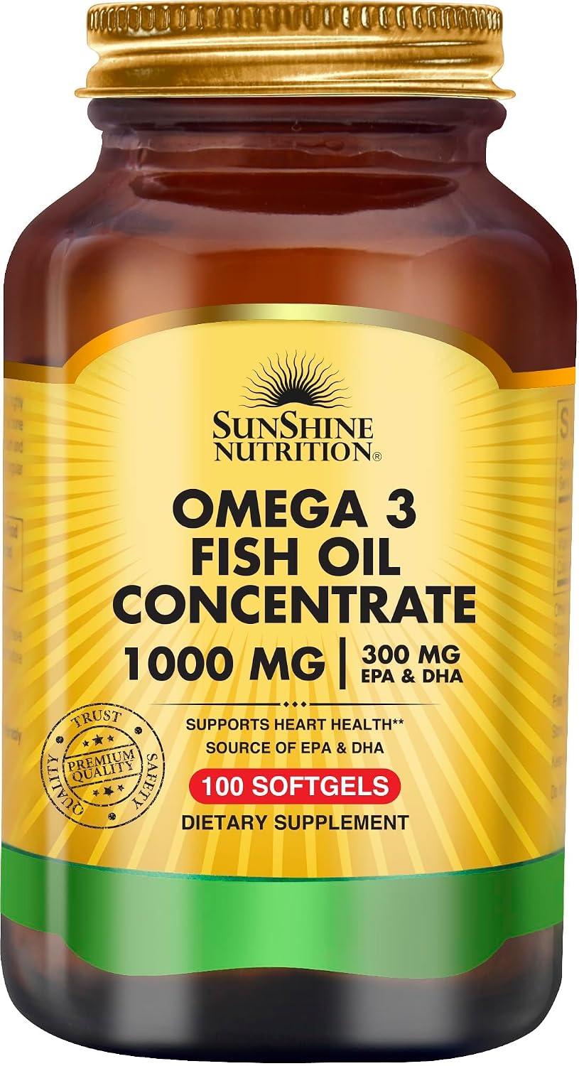 Sunshine Nutrition Omega 3 Fish Oil Concentrate 1000mg - 100 Softgels