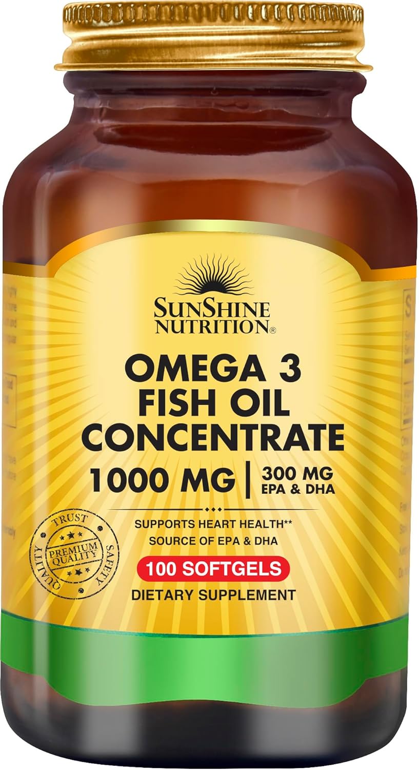Sunshine Nutrition Omega 3 Fish Oil Concentrate 1000mg - 100 Softgels