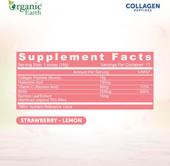 Organic Earth Collagen Beauty Strawberry-Lemon 15g Hydolysed Collagen - 284g