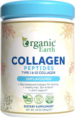 Organic Earth Collagen Peptides Unflavoured 20g Hydolysed Collagen - 284g