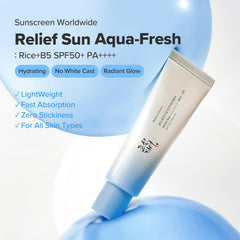 Beauty of Joseon Relief Sun Aqua-Fresh Sunscreen Rice + Panthenol SPF 50+ PA++++ Lightweight - 50ml