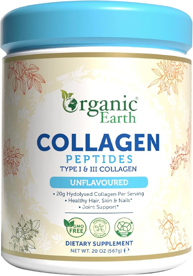 Organic Earth Collagen Peptides Unflavoured, 20g Hydolysed Collagen - 567g