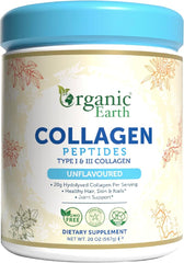 Organic Earth Collagen Peptides Unflavoured, 20g Hydolysed Collagen - 567g