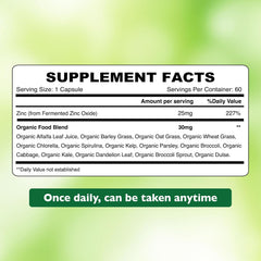 Organic Earth Zinc 25mg - 60 Capsules