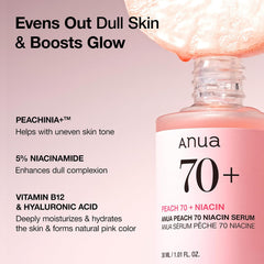 Anua Peach 70 + Niacinamide Skin Brightening Serum - 30ml