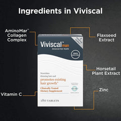 Viviscal Man Hair Nourishment Supplements - 180 Tablets (3 Months Supply)