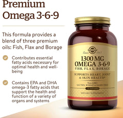 Solgar Omega 3-6-9 Fish, Flax, Borage 1300 mg - 120 Softgels