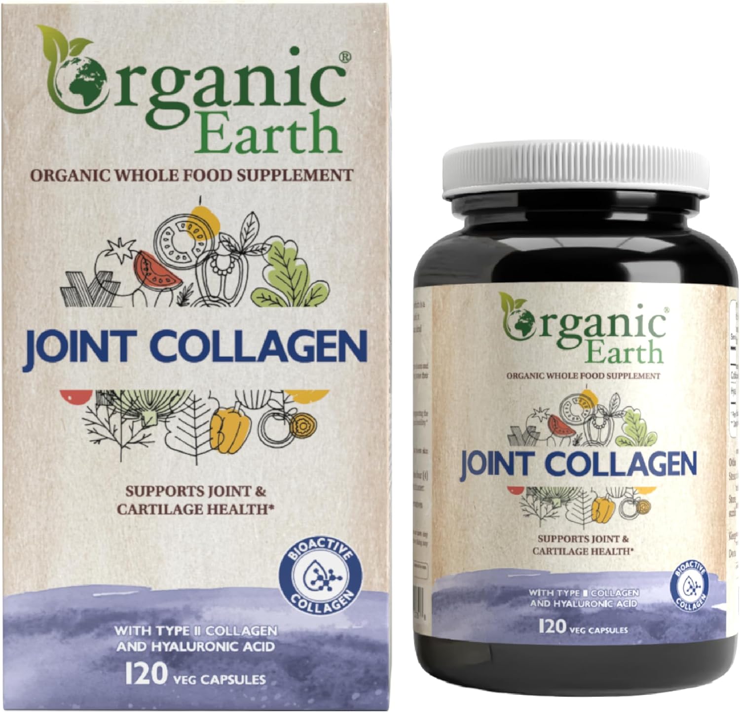 Organic Earth Joint Collagen Type II with Hyaluronic Acid - 120 Capsules