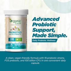 Organic Earth Probiotics Extra Strength 100 Billion CFU - 30 Capsules