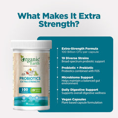 Organic Earth Probiotics Extra Strength 100 Billion CFU - 30 Capsules