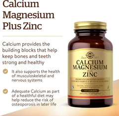 Solgar Calcium Magnesium Plus Zinc - 100 Tablets