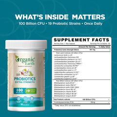 Organic Earth Probiotics Extra Strength 100 Billion CFU - 30 Capsules