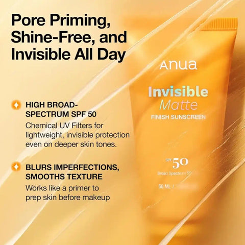 Anua Invisible Matte Finish SPF 50 Sunscreen - 50ml